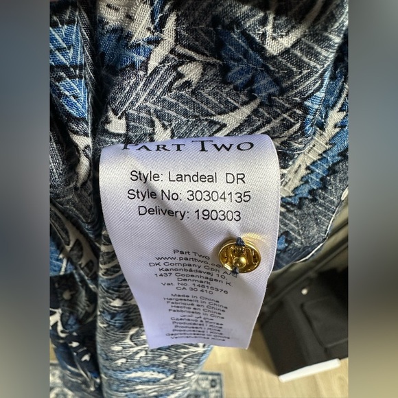 NEW Part Two Copenhagen Landeal Blue Paisley Midi Dress Women’s US 12/EU 44 - Picture 6 of 10